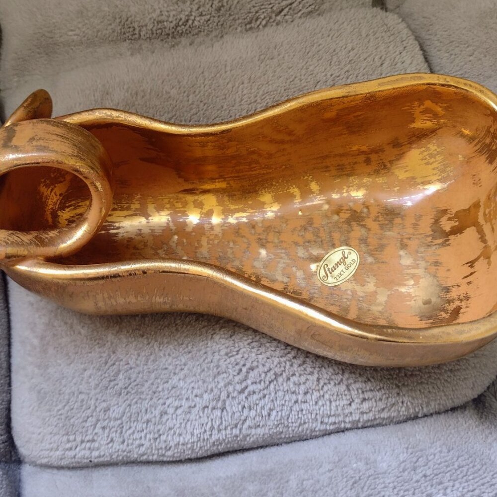 STANGL POTTERY ANTIQUE Granada Gold 8" PEAR SHAPED CANDY DISH #3783